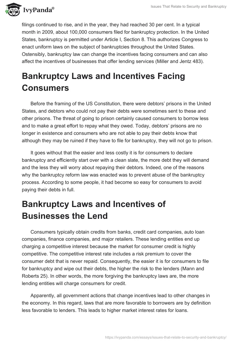 Issues That Relate to Security and Bankruptcy. Page 3