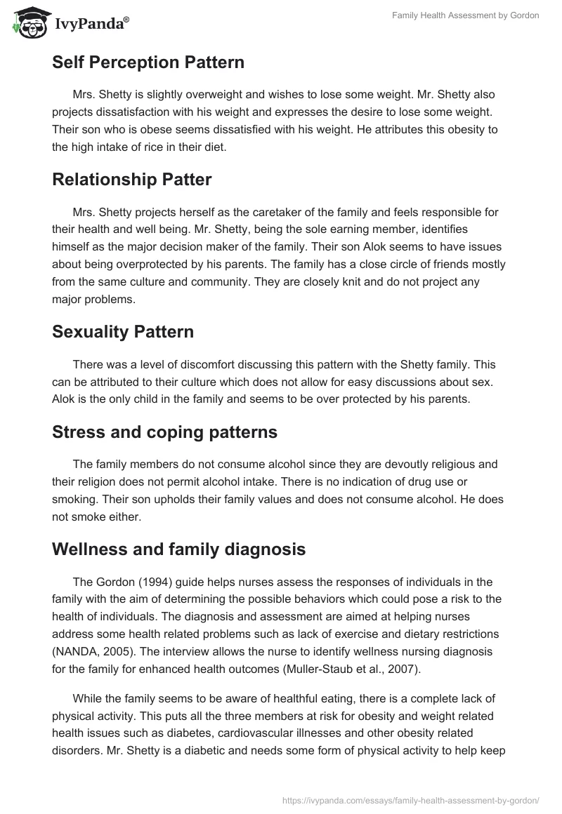 Family Health Assessment by Gordon. Page 3