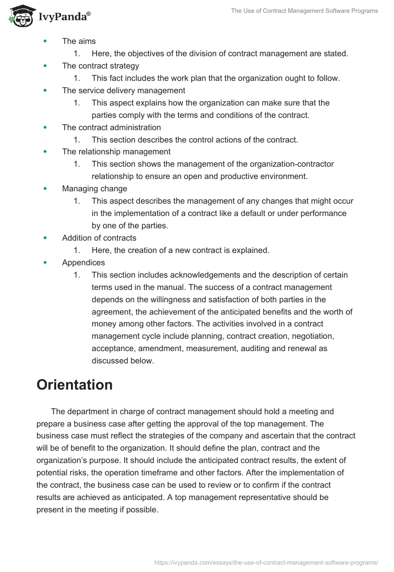 The Use of Contract Management Software Programs. Page 4