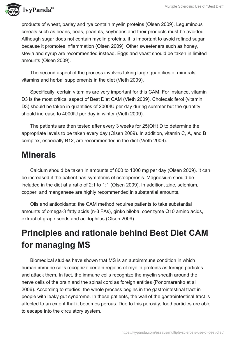 Multiple Sclerosis: Use of “Best Diet”. Page 2