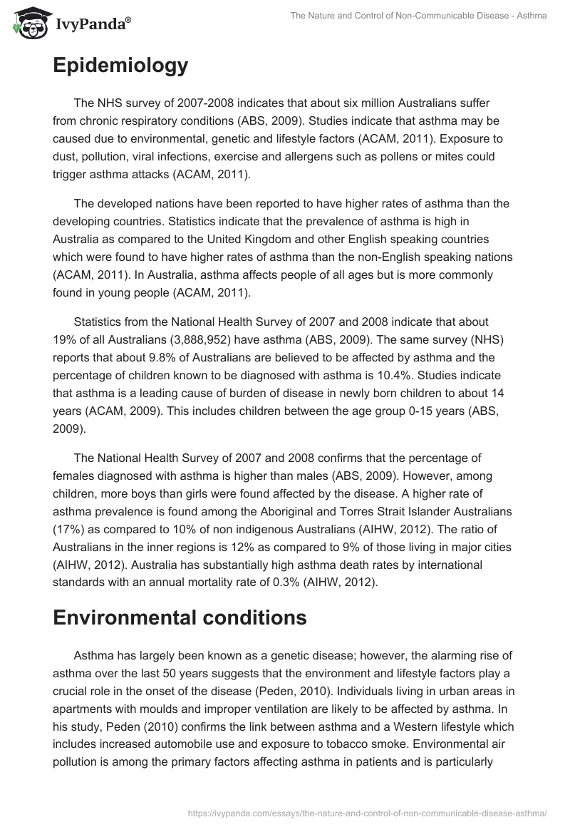 The Nature and Control of Non-Communicable Disease - Asthma. Page 2