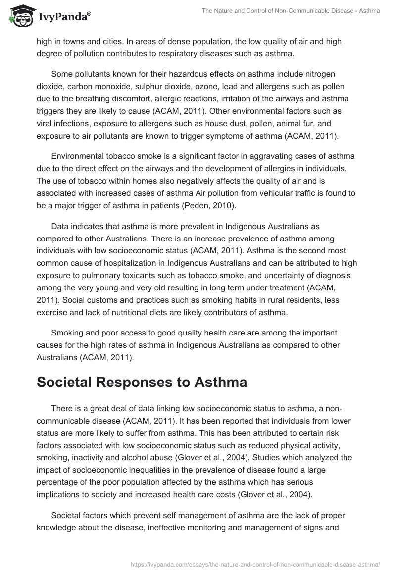 The Nature and Control of Non-Communicable Disease - Asthma. Page 3