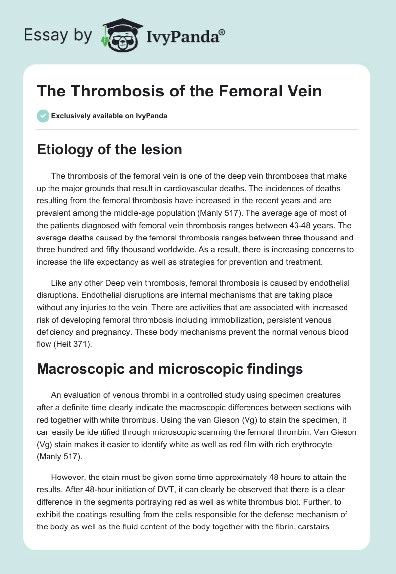 The Thrombosis of the Femoral Vein. Page 1