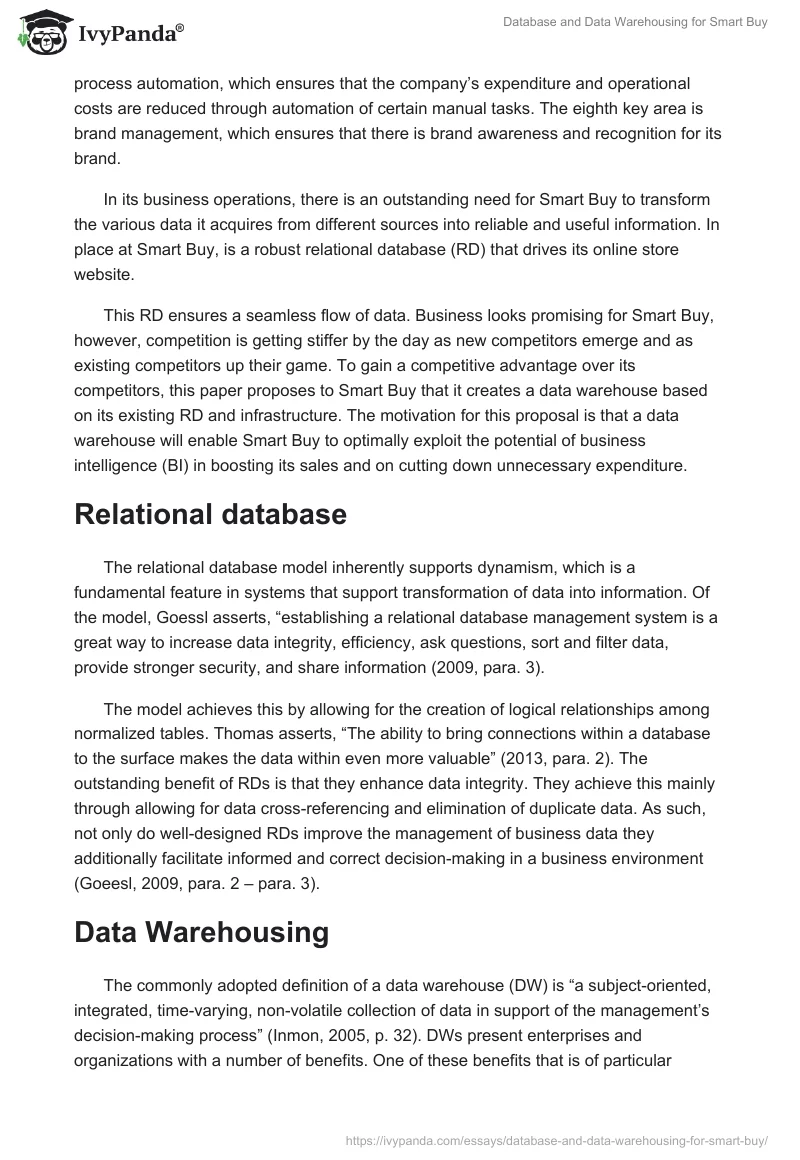 Database and Data Warehousing for Smart Buy. Page 2