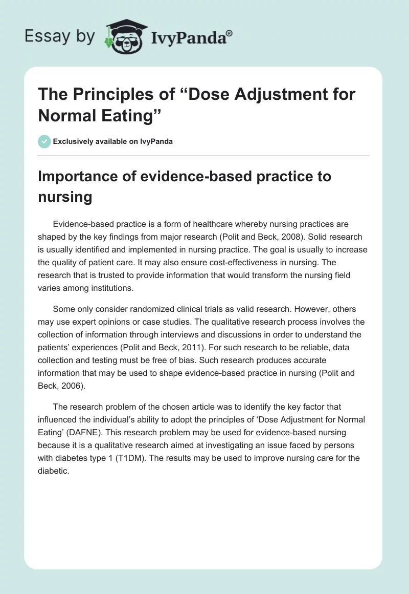 The Principles of “Dose Adjustment for Normal Eating”. Page 1