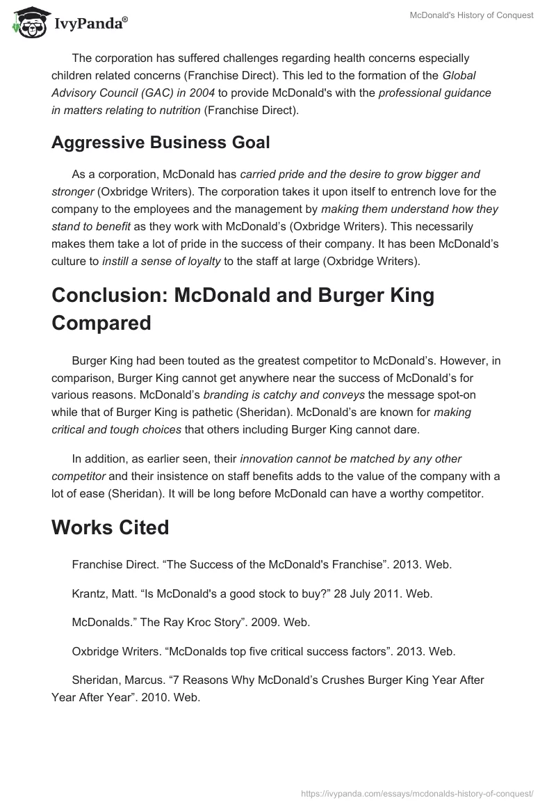 McDonald's History of Conquest. Page 3