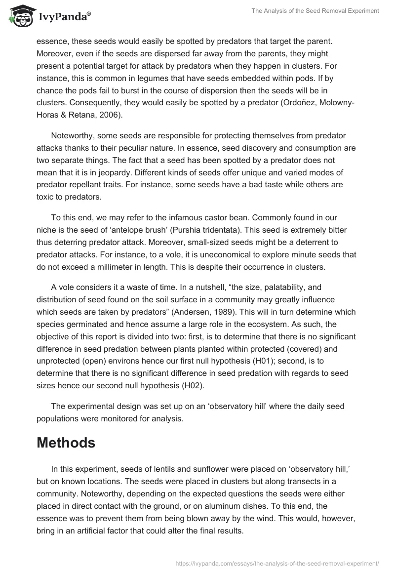 The Analysis of the Seed Removal Experiment. Page 3