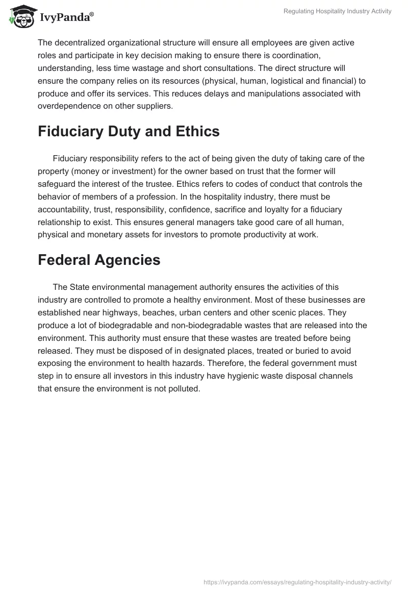 Regulating Hospitality Industry Activity. Page 2