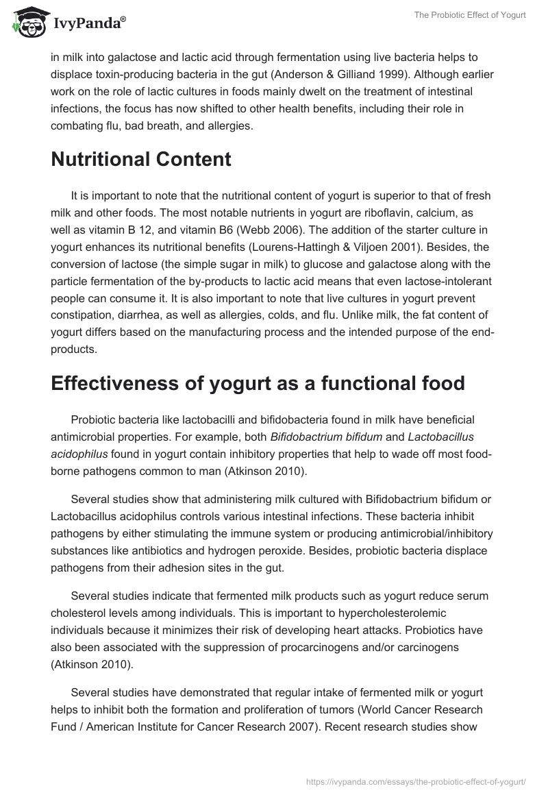 The Probiotic Effect of Yogurt. Page 2
