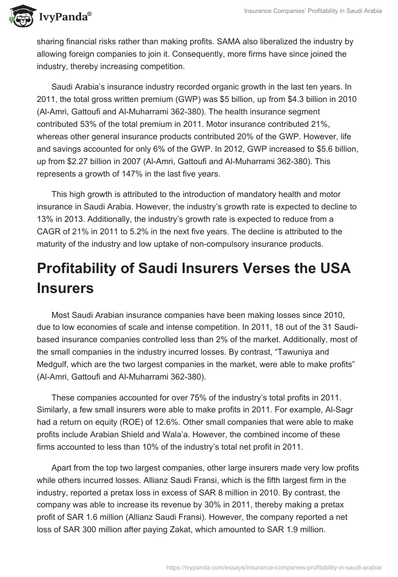 Insurance Companies’ Profitability in Saudi Arabia. Page 2