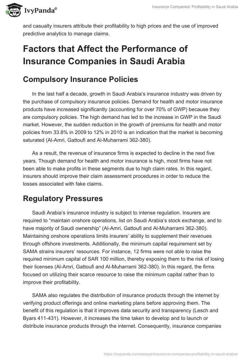 Insurance Companies’ Profitability in Saudi Arabia. Page 4