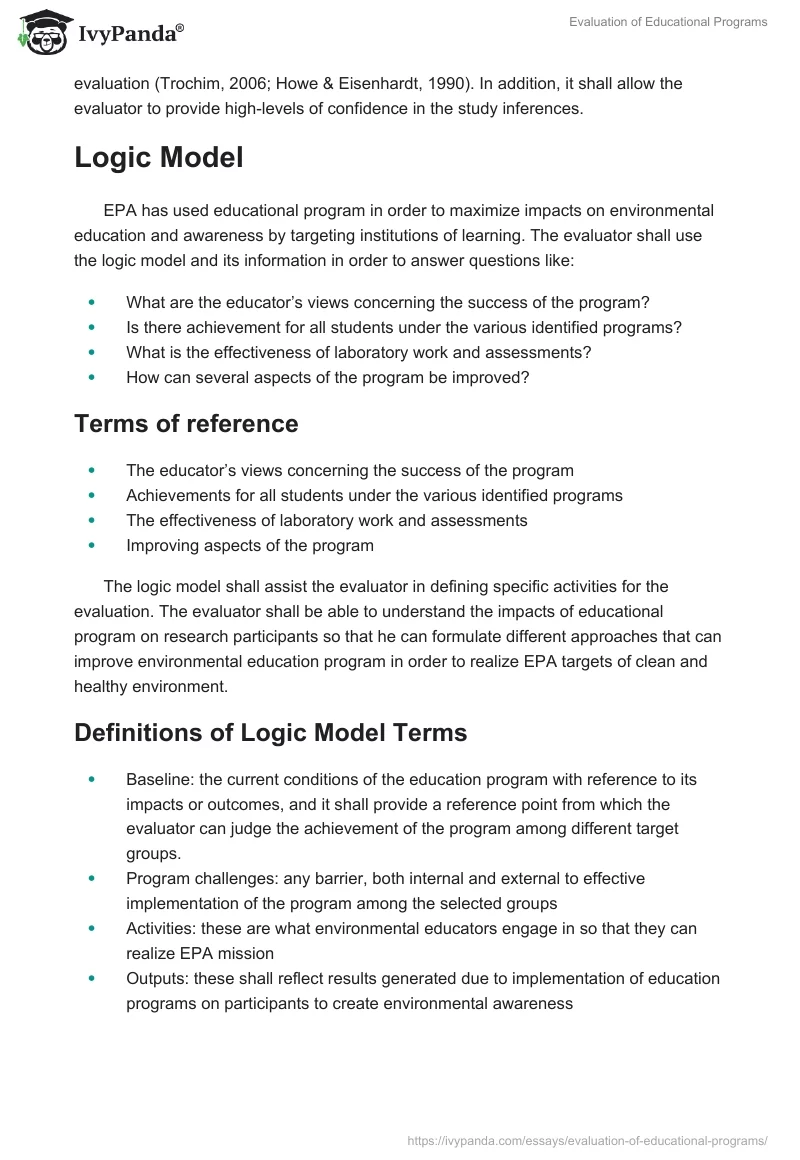 Evaluation of Educational Programs. Page 3