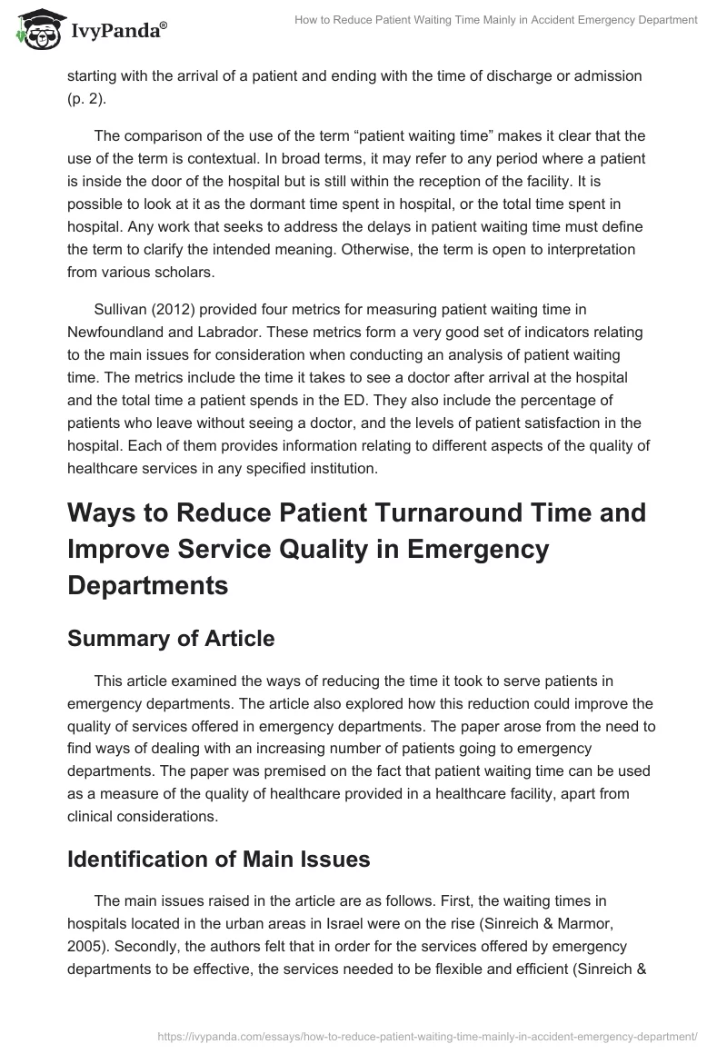 How to Reduce Patient Waiting Time Mainly in Accident Emergency Department. Page 2