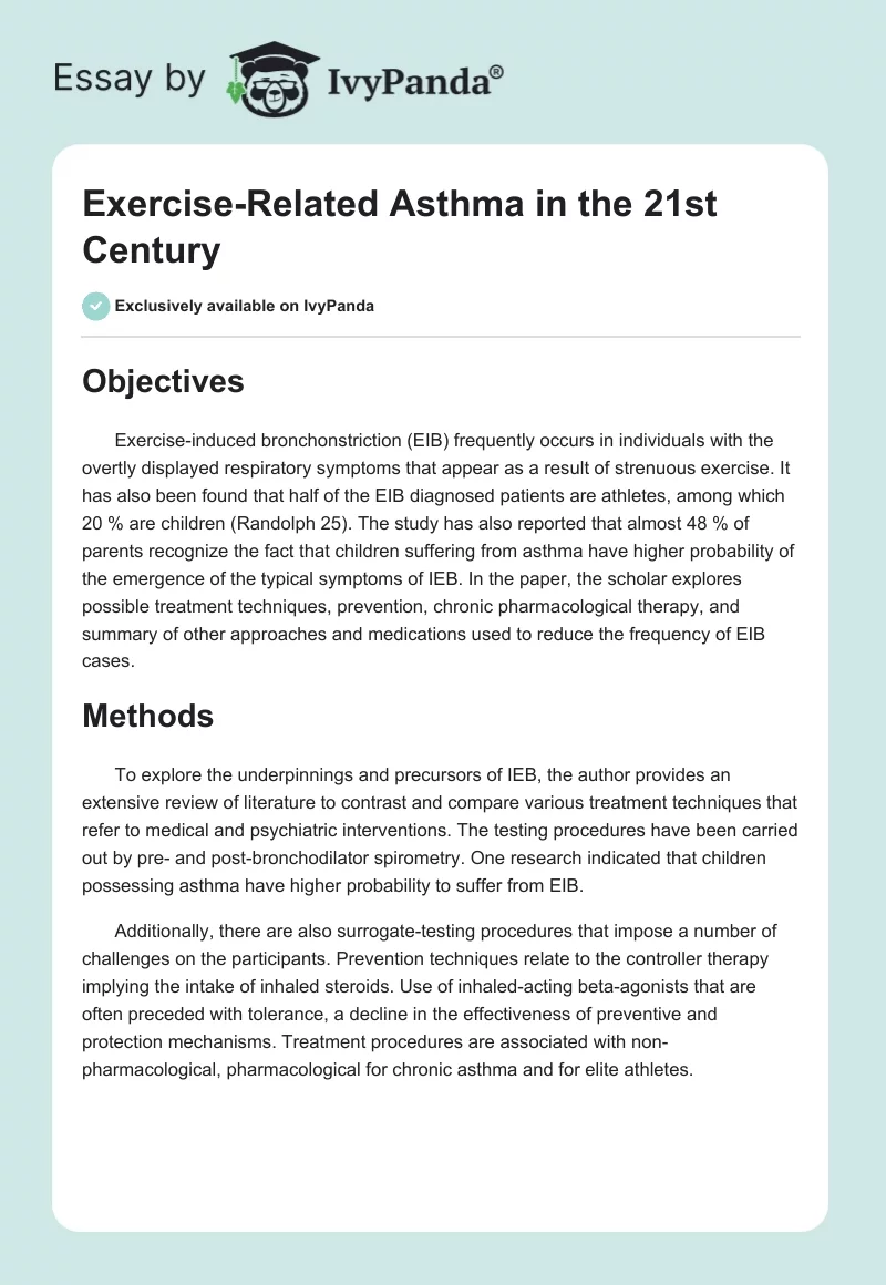 Exercise-Related Asthma in the 21st Century. Page 1