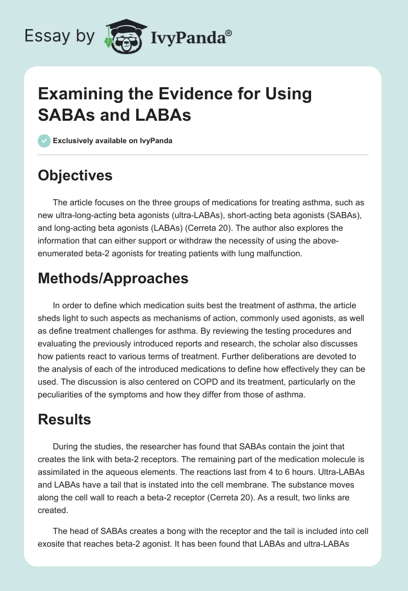 Examining the Evidence for Using SABAs and LABAs. Page 1