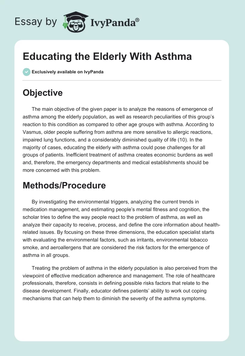 Educating the Elderly With Asthma. Page 1