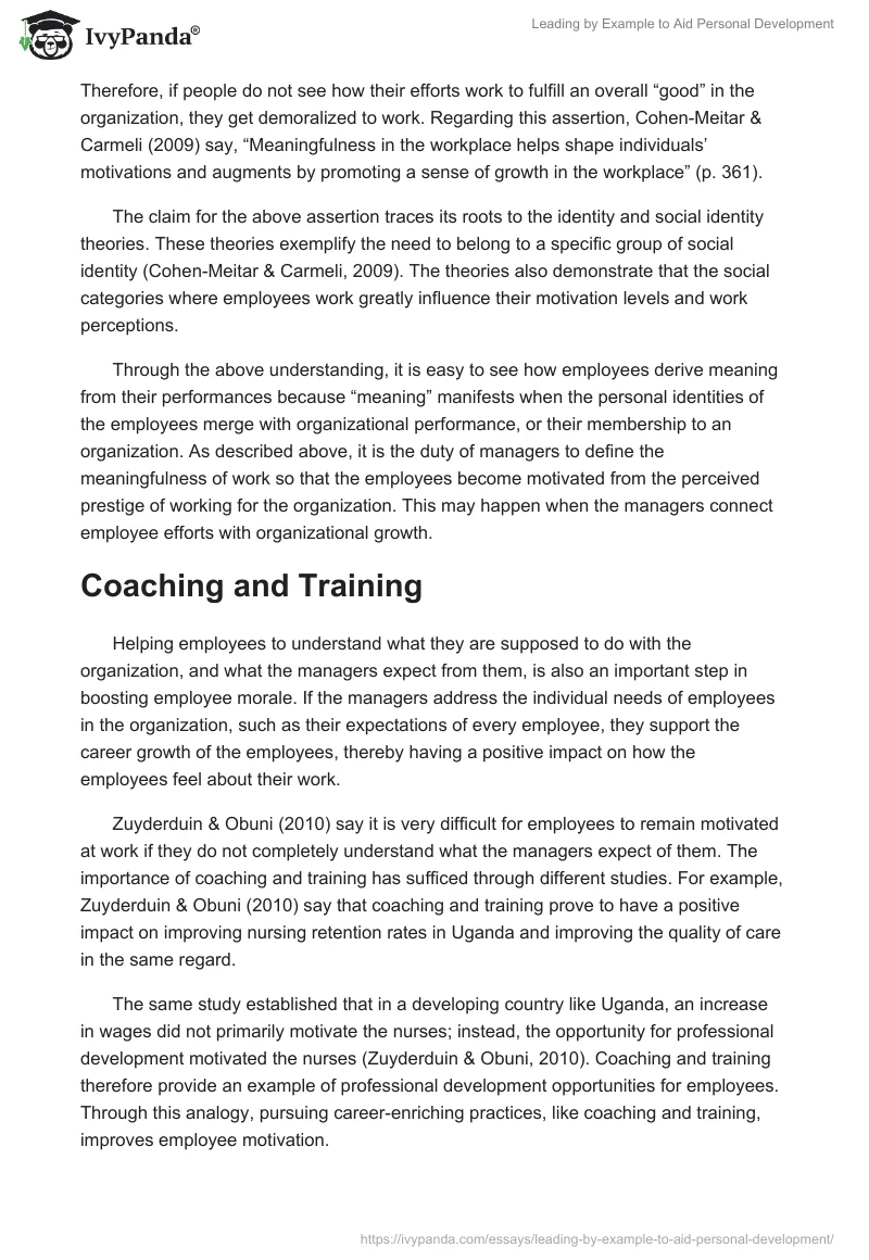 Leading by Example to Aid Personal Development. Page 3