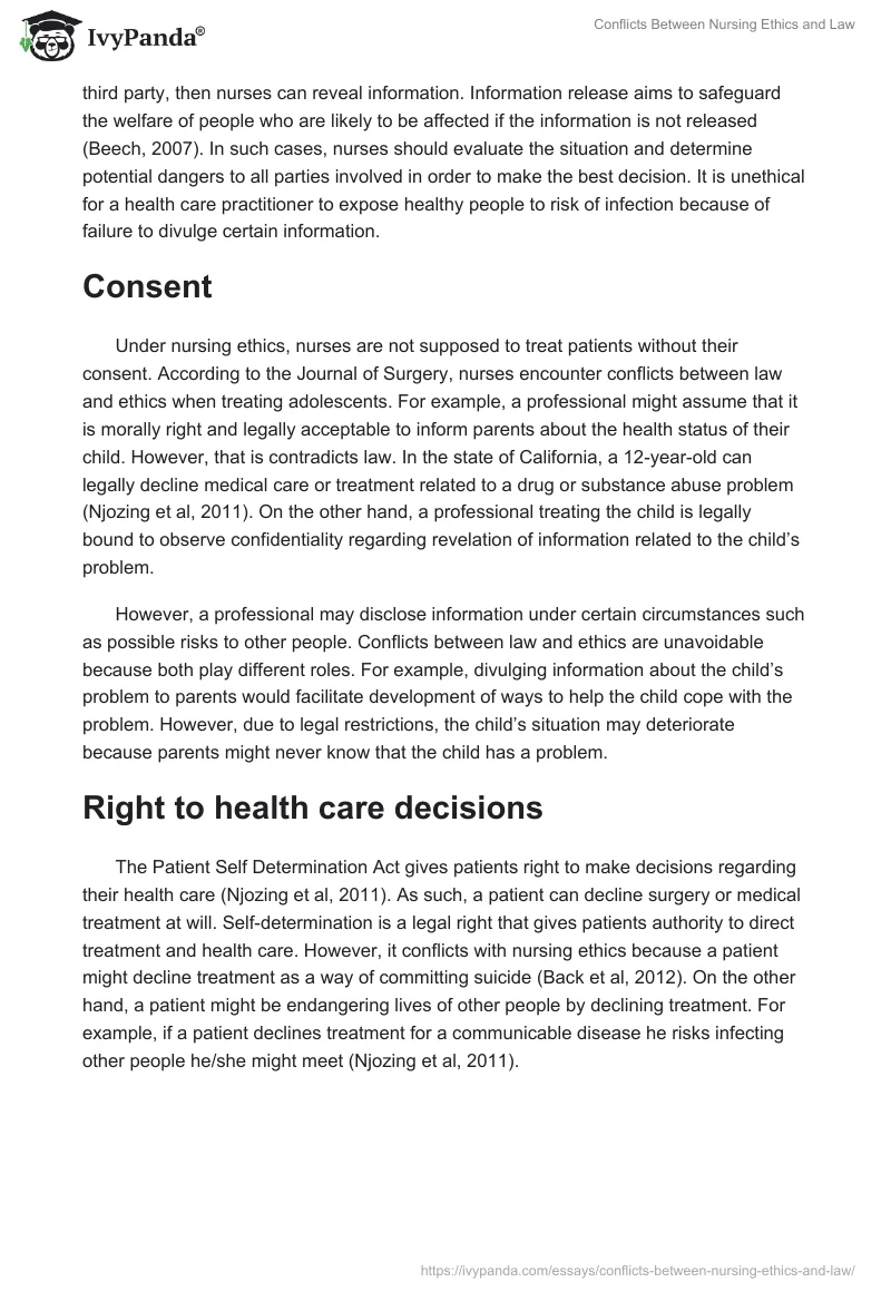 Conflicts Between Nursing Ethics and Law. Page 2