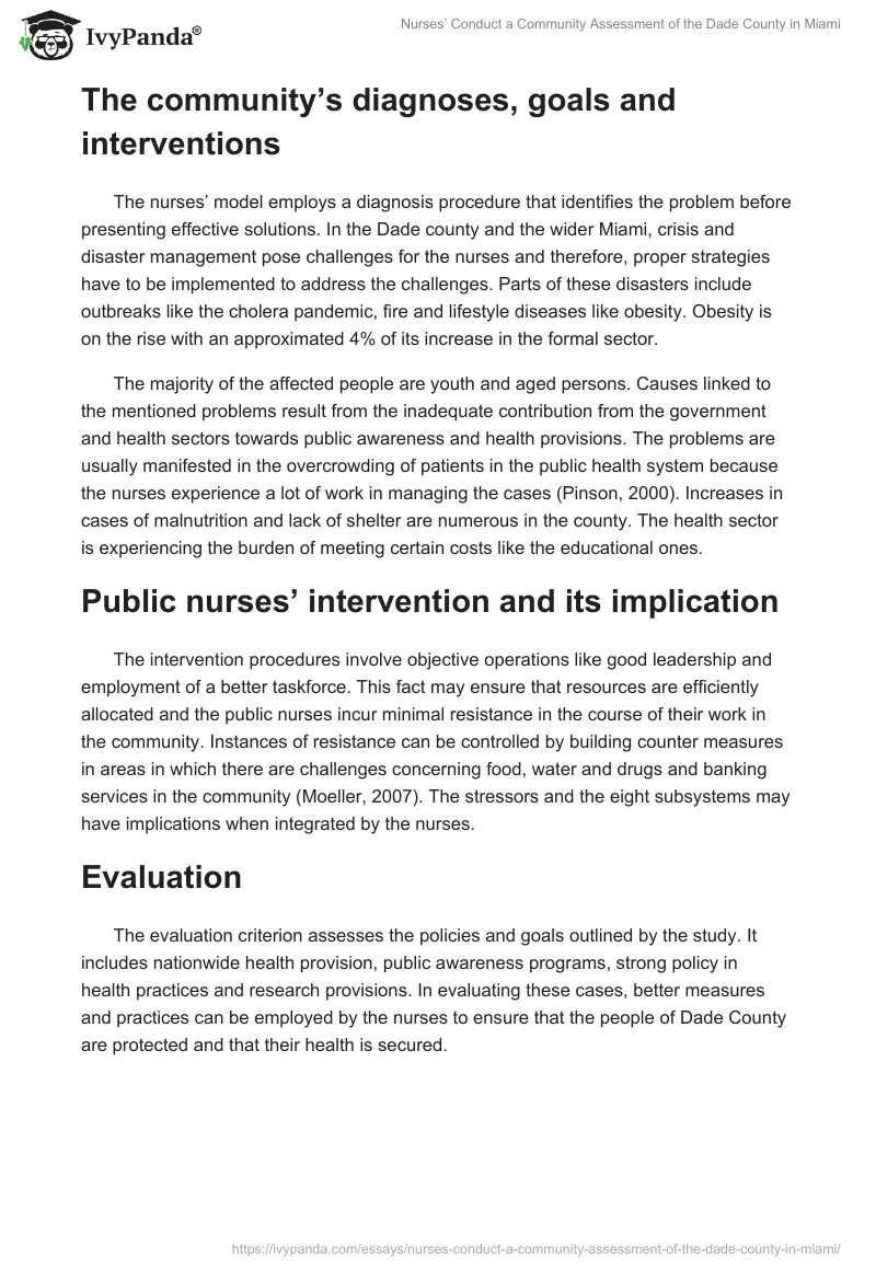 Nurses’ Conduct a Community Assessment of the Dade County in Miami. Page 4