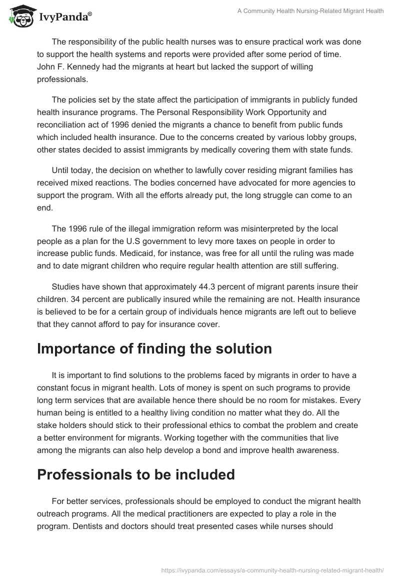 A Community Health Nursing-Related Migrant Health. Page 4