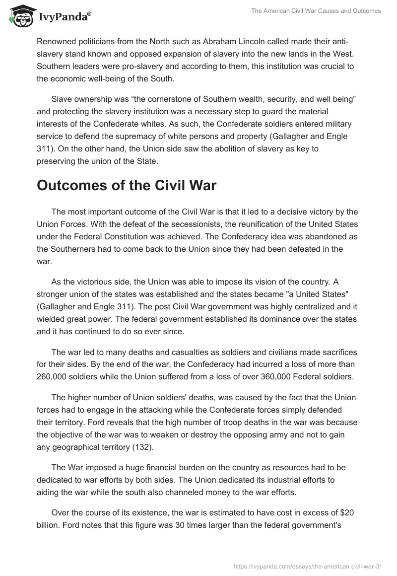The American Civil War Causes and Outcomes. Page 3