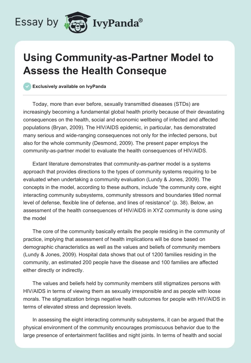 Using Community-as-Partner Model to Assess the Health Conseque. Page 1