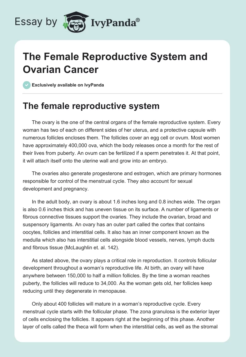 The Female Reproductive System and Ovarian Cancer. Page 1