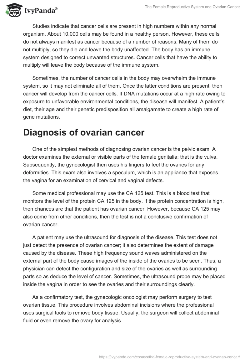 The Female Reproductive System and Ovarian Cancer. Page 4