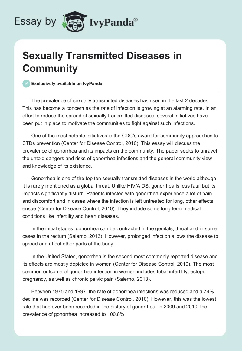 Sexually Transmitted Diseases in Community. Page 1