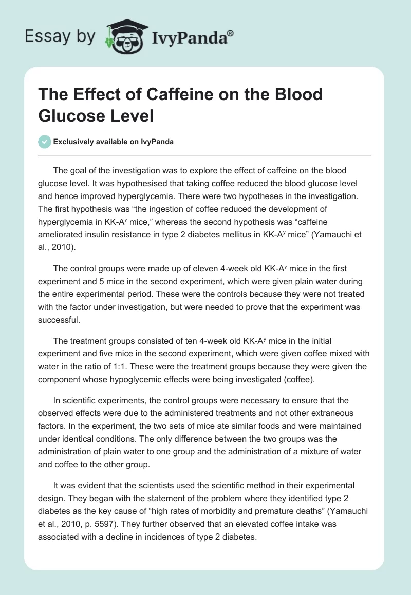The Effect of Caffeine on the Blood Glucose Level. Page 1