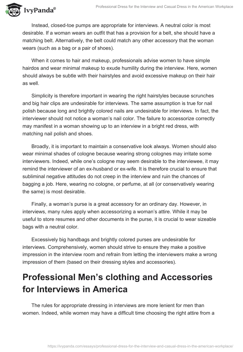 Professional Dress for the Interview and Casual Dress in the American Workplace. Page 2