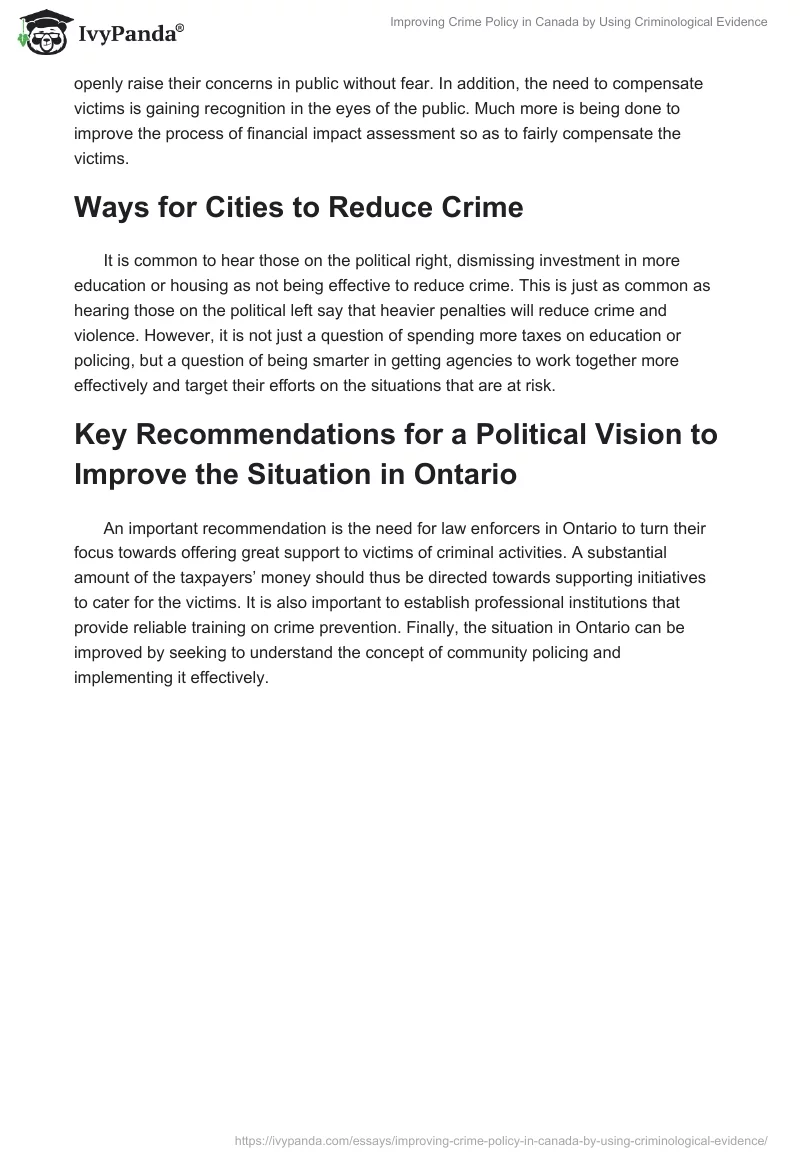 Improving Crime Policy in Canada by Using Criminological Evidence. Page 5