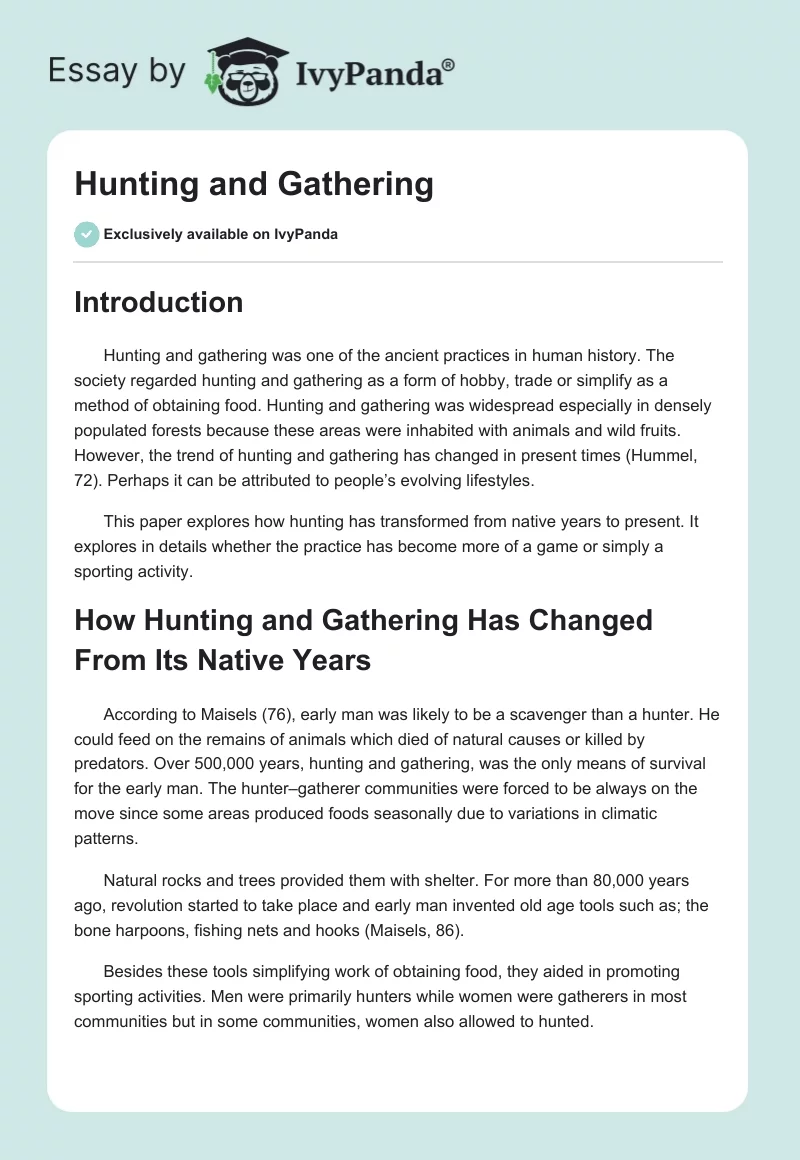Hunting and Gathering. Page 1