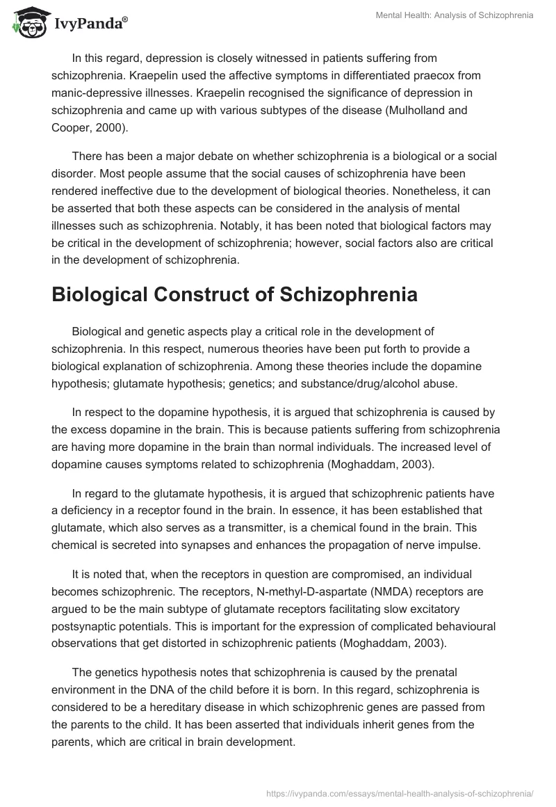 Mental Health: Analysis of Schizophrenia. Page 4