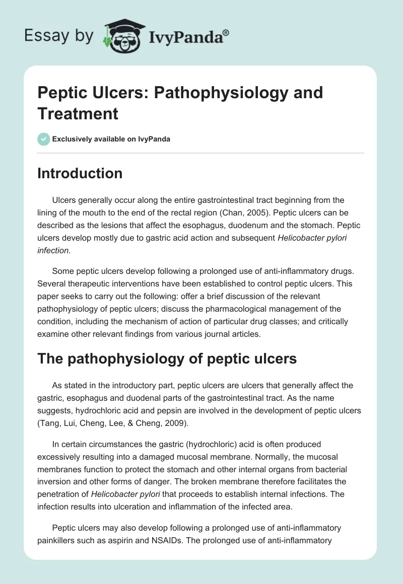 Peptic Ulcers: Pathophysiology and Treatment. Page 1