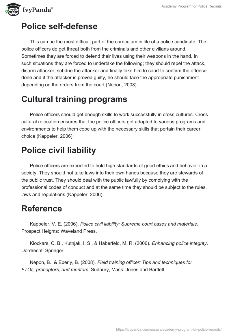 Academy Program for Police Recruits. Page 3