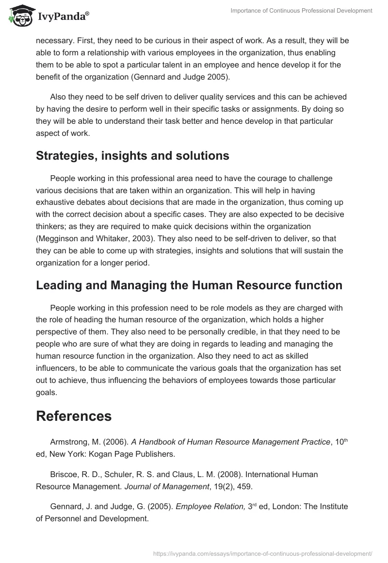 Importance of Continuous Professional Development. Page 2