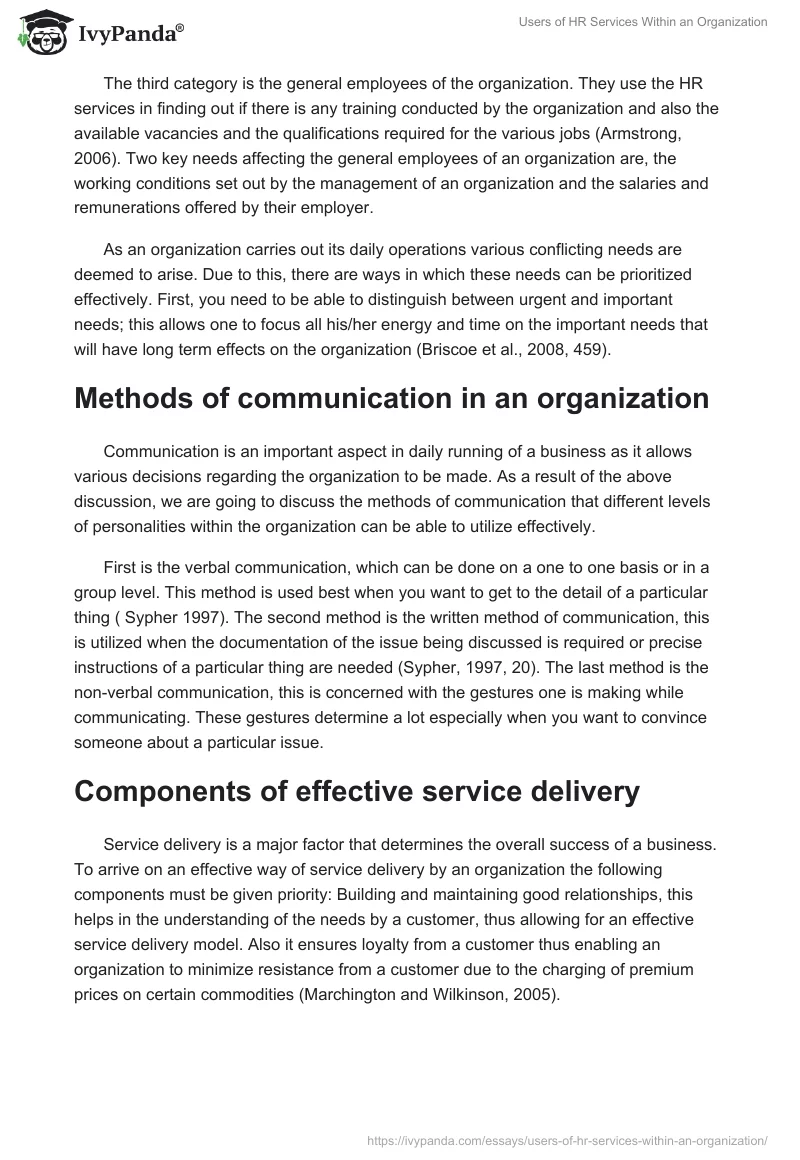 Users of HR Services Within an Organization. Page 2