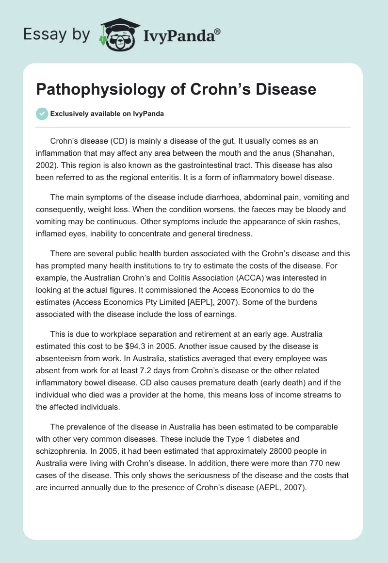 Pathophysiology of Crohn’s Disease. Page 1