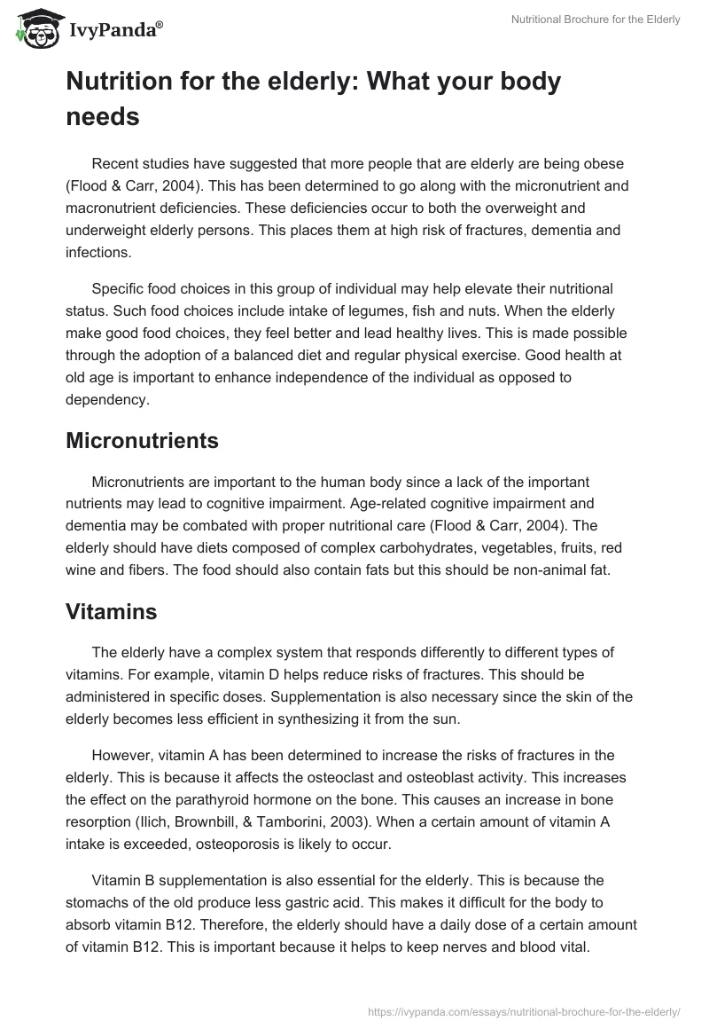 Nutritional Brochure for the Elderly. Page 2