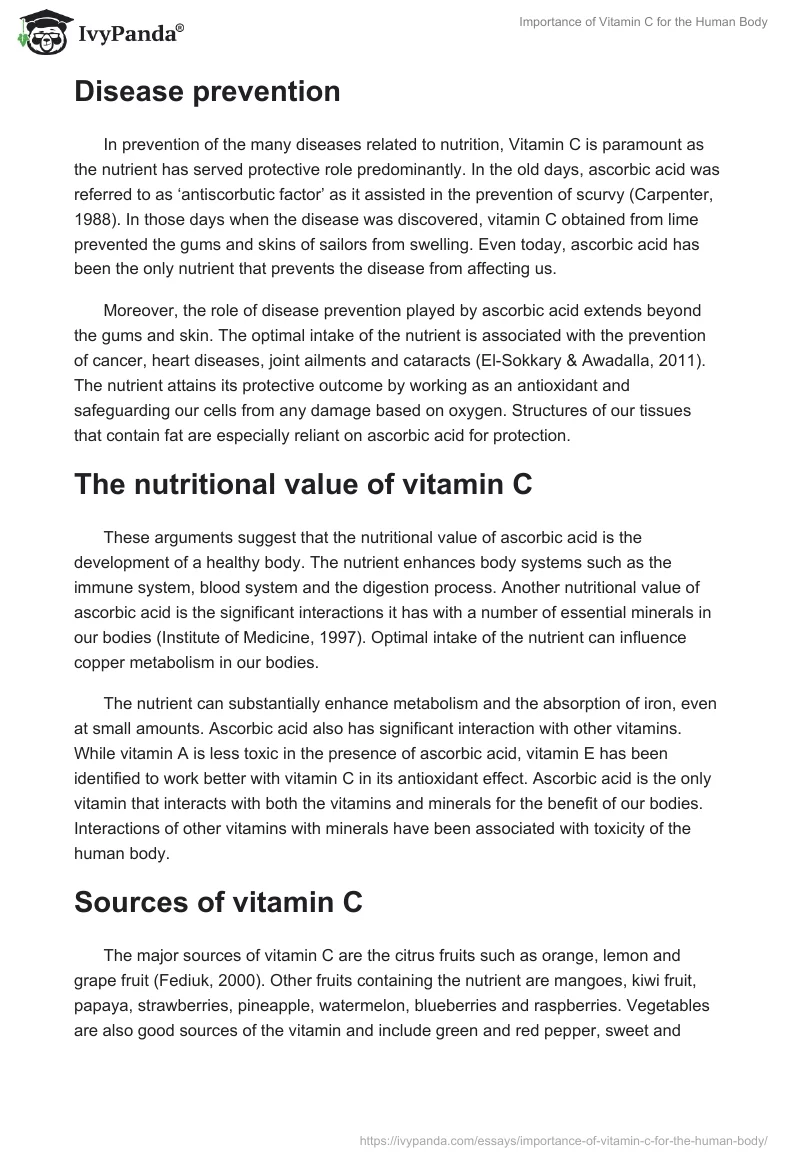 Importance of Vitamin C for the Human Body. Page 2