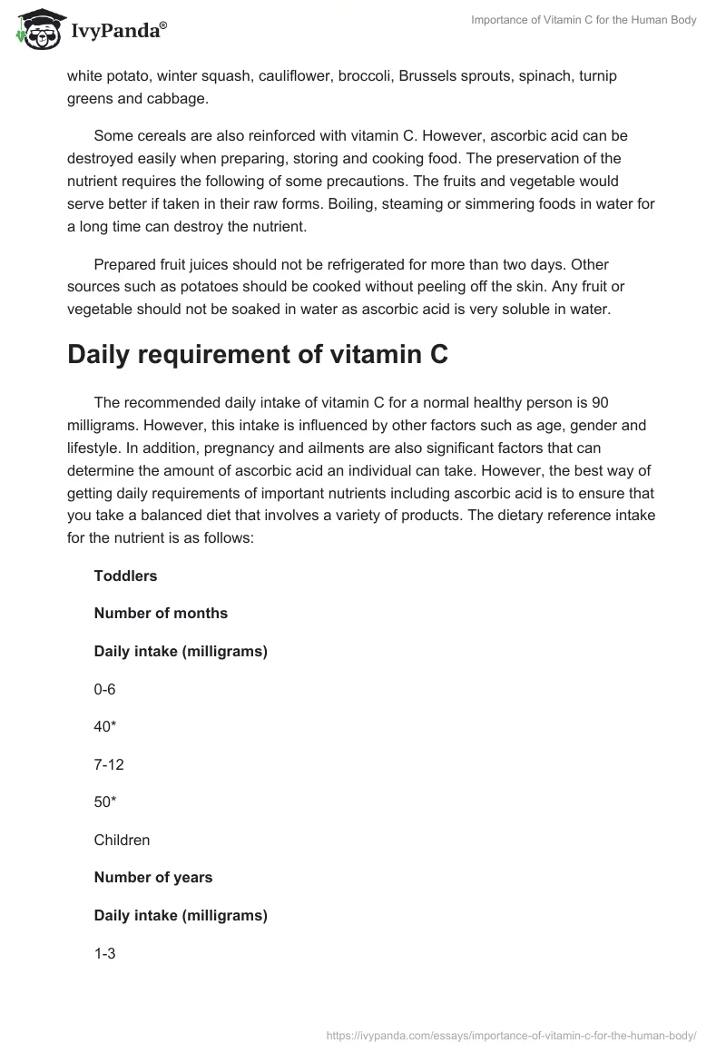 Importance of Vitamin C for the Human Body. Page 3