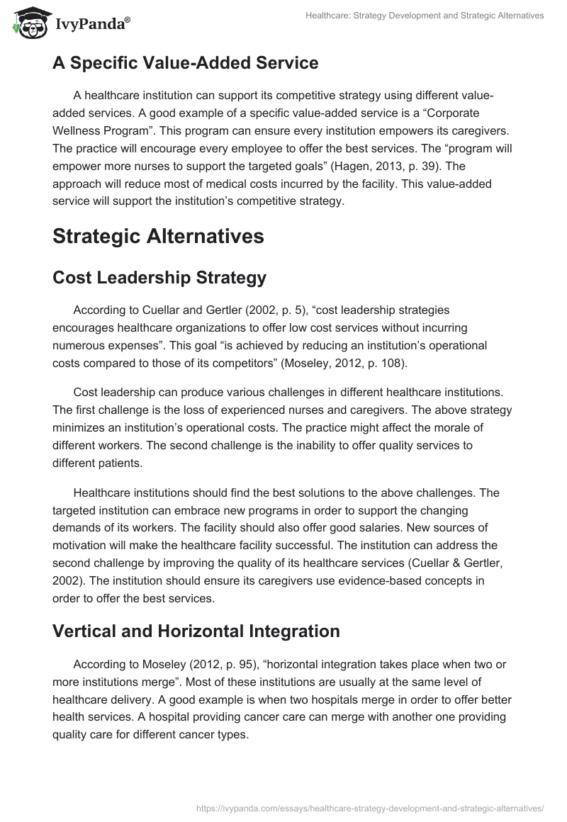 Healthcare: Strategy Development and Strategic Alternatives. Page 2