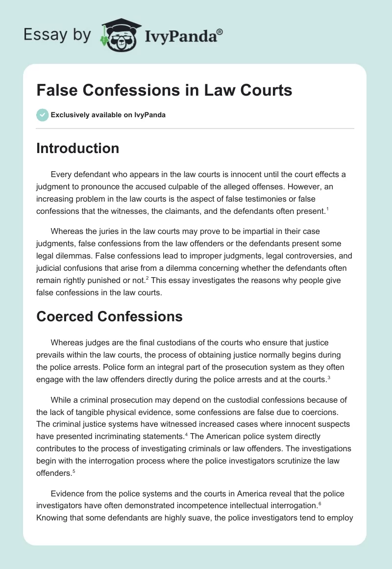 False Confessions in Law Courts. Page 1