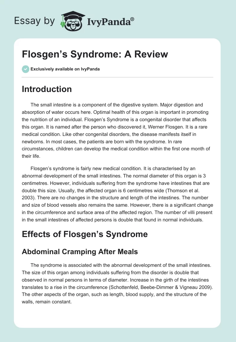 Flosgen’s Syndrome: A Review. Page 1