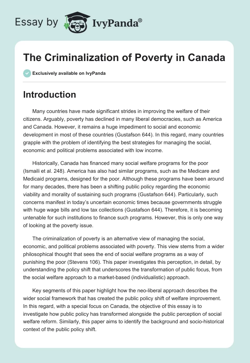 The Criminalization of Poverty in Canada. Page 1