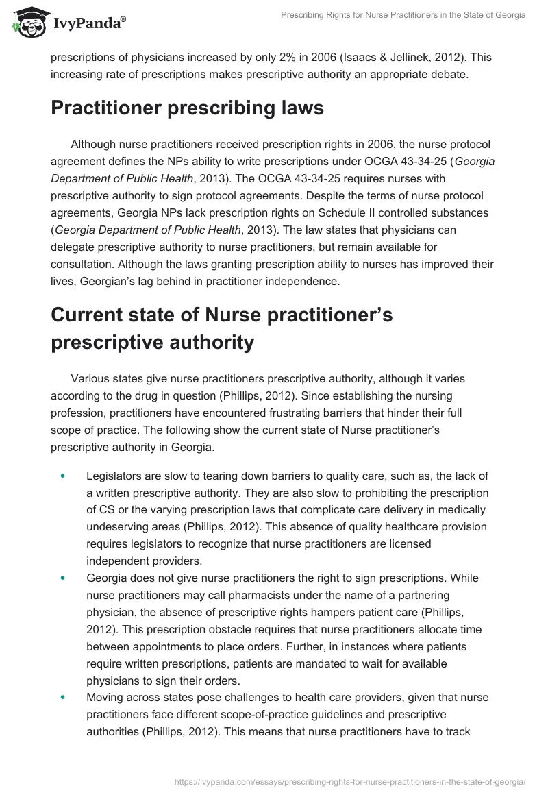 Prescribing Rights for Nurse Practitioners in the State of Georgia. Page 2