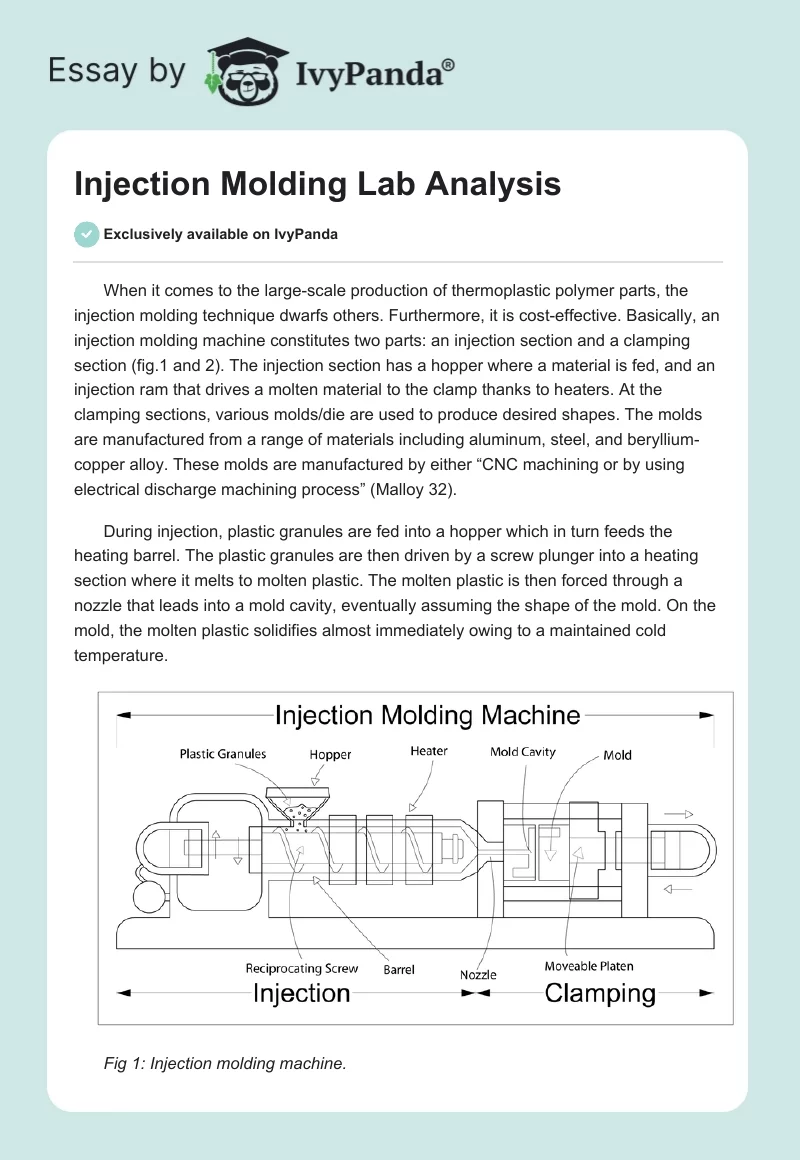 Injection Molding Lab Analysis. Page 1