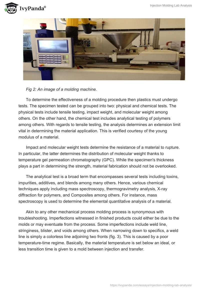 Injection Molding Lab Analysis. Page 2