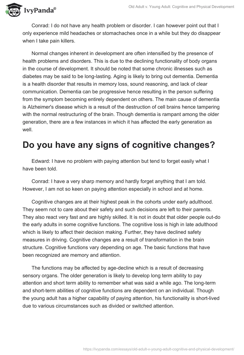 Old Adult vs. Young Adult: Cognitive and Physical Development. Page 3